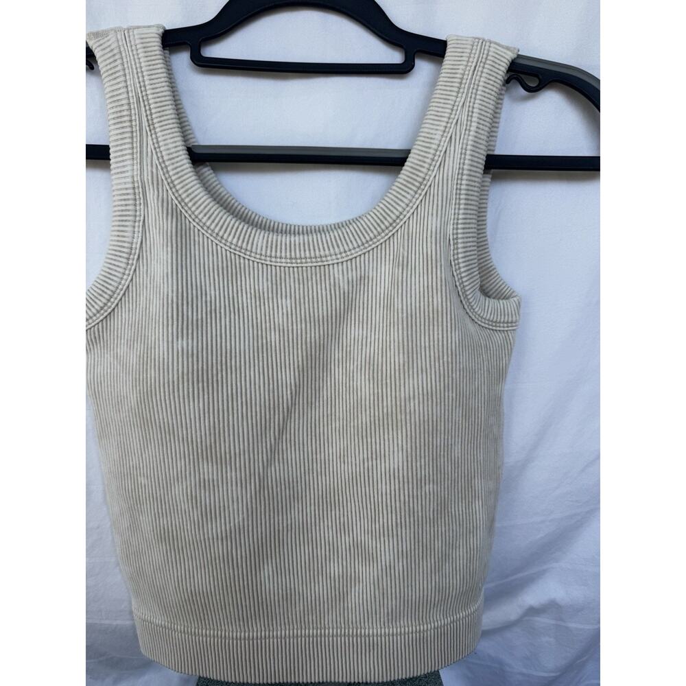 NWT Zenana Ribbed Seamless tank top Natural Beige L/XL Yoga Lounge
